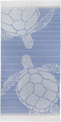 SOFE H&L | LINVIA Foutah Quick Dry Beach Towel Pack of 1 (35” x 70”) CARETTA - Blue | Lightweight, Premium, Fade Resistant, Durable | Travel Towel, Turkish Beach Towel with Shoulder Strap