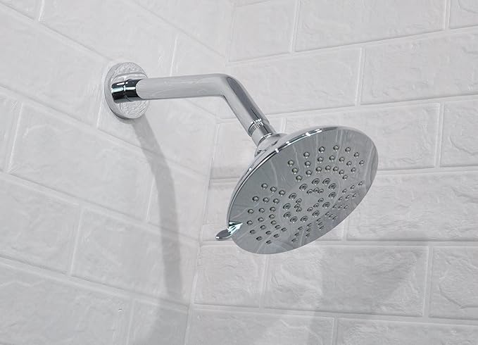 Aquaiaw Shower Arm and O-Ring Flange, 8 inch, Solid Brass, Round, Both Soldered 1/2 NPT Tapered Threads, Wall Mount Shower Arm Extension with Escutcheon (Polished Chrome)