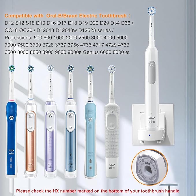 Teeteck Wall Charger for Braun Oral-B Electric Toothbrush, Electric Toothbrush Charger Model 3757 Wireless Charger Base-Waterproof & Portable- Ideal for Bathroom and Travel (Bright White, US)