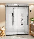 Bathbliss Glass Shower Door 56"-60" Wx76 H,Frameless Sliding Glass Door with 5/16"(8mm) Tempered Glass Shower with Matte Black Finish