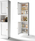 COFaR 67" Tall Metal Bathroom Storage Cabinet,6-Tier Freestanding Linen Tower with 2 Doors,Narrow Slim Metal Locker Storage Cabinet for Small Spaces,Modern,White