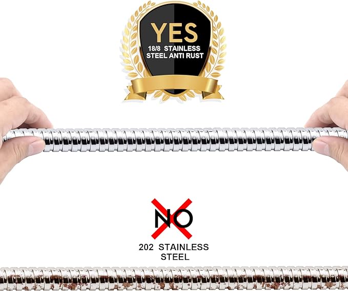 Shower Hose, 69 Inches Extra Long Stainless Steel Handheld Shower Head Hose with Brass Insert and Nut - Durable and Flexible(Chrome)