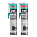 Akfix 918N Gray 100% Silicone Caulk for Kitchen and Bathroom (2x10.5 fl.oz.) - Solvent-Free, Low Odor, UV & Water Resistant, Fast Curing, Non-sag, High Elasticity Silicone Sealant | Grey, 2 Pack