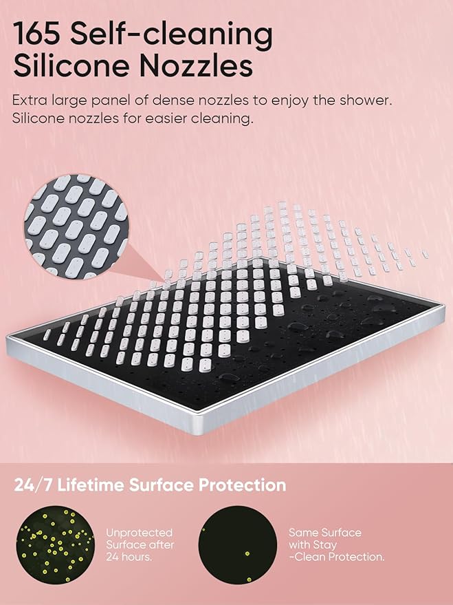 Cobbe 11.8 Inch Rain Shower Head with 6 Modes Handheld Water Spray，High Pressure Showerhead Combo with 11 Inch Adjustable Extension Arm, Chrome