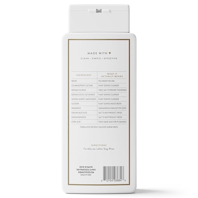 Native Body Wash Contains Naturally Derived Ingredients | For Women & Men, Sulfate, Paraben, & Dye Free Leaving Skin Soft and Hydrating | Sandalwood & Shea Butter 18 oz