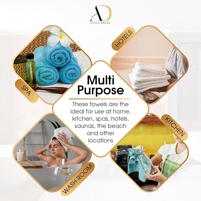 Ample Decor Christmas White Wash Cloth Set of 5 100% Cotton - Popcorn Textured - Mulaayam Collection - 12 X 12 Inch