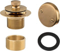 Artiwell Lift & Turn Tub Trim Set with Two-Hole Overflow Faceplate, All Brass Bathtub Conversion Kit Assembly with 2-Hole Overflow Face Plate and Universal Fine/Coarse Thread (Brushed Gold)