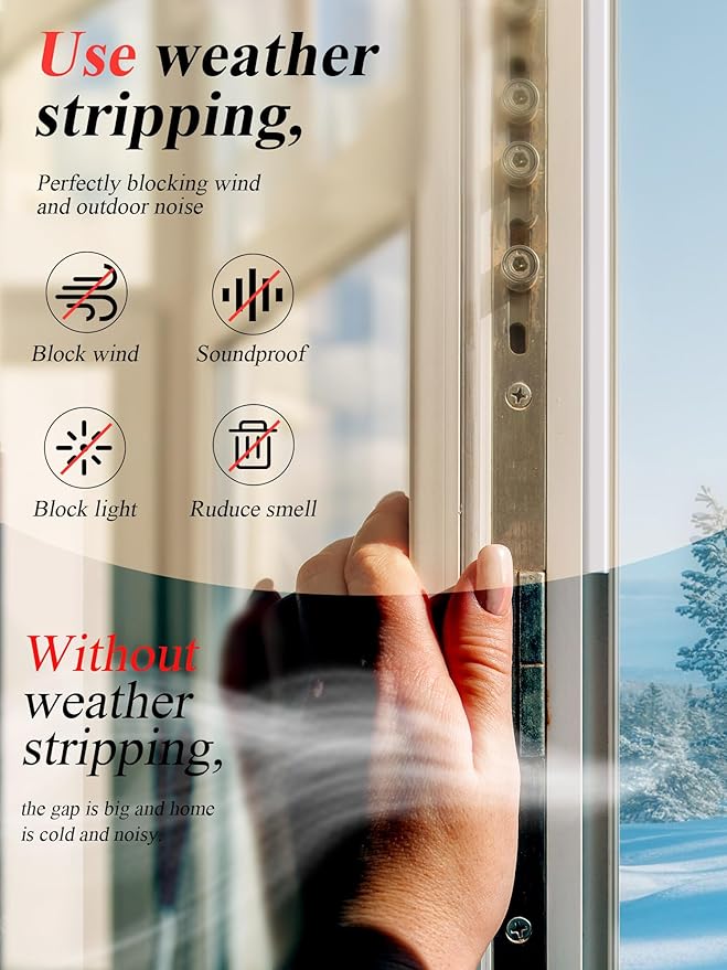 Silicone Door Seal - 39ft Weather Stripping, Soundproof, Self-Adhesive (White)