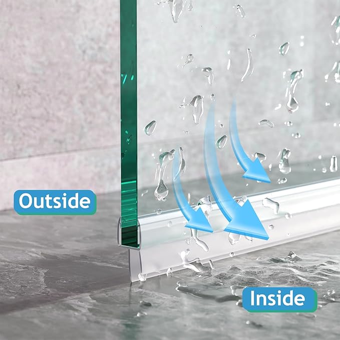 Shower Door Seal, 3/8" X 36" Glass Door Bottom Seal, Ultra Clear Frameless Shower Doors Strip, Stop Shower Leaks and Create a Water Barrier for 3/8 Inch (10mm) Glass, Single Pack