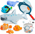 No Hole Mold Free Baby Bath Toys for Toddlers 1-3, Water Toys for 6-12 Months Infants with Storage Bag, Baby Shark Toys for Pool, Bathtub, Beach, Shower, Tub,Ideal Gifts for Kids Boys and Girls