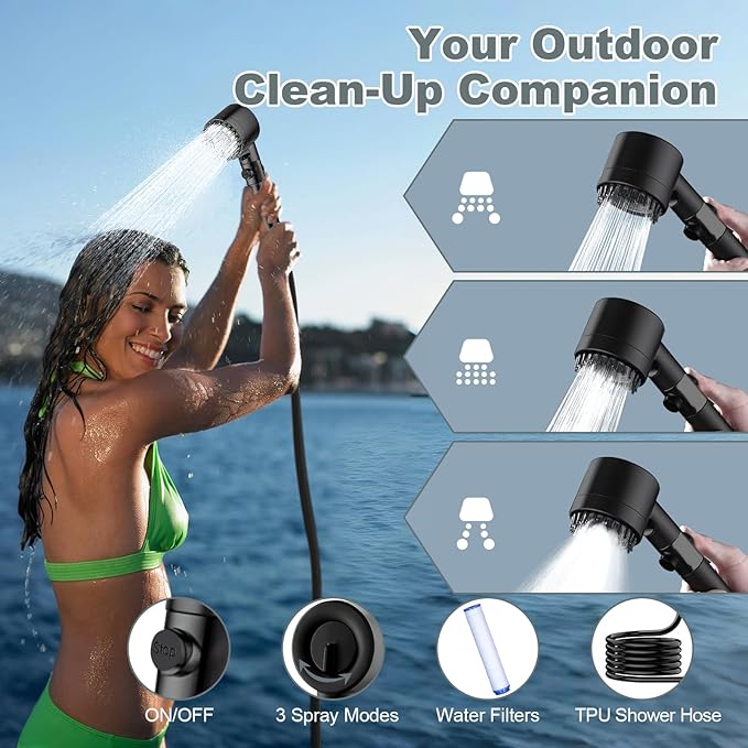 Portable Shower for Camping, 5 Gal/20 L Solar Heating Camping Shower Bag with Shower Pump, Portable Shower Head, Essential for Camping,Festivals, Overlanding, Beach Trips