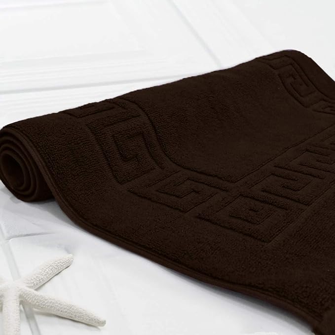 DAN RIVER Greek Cotton Bath Mats Set of 2 – Not a Bathroom Rug, Ultra Soft, Highly Absorbent & Machine Washable Bath Mat Towel for Bathroom Floor Mat – Durable, Quick-Dry, 21x34 Inches, Brown