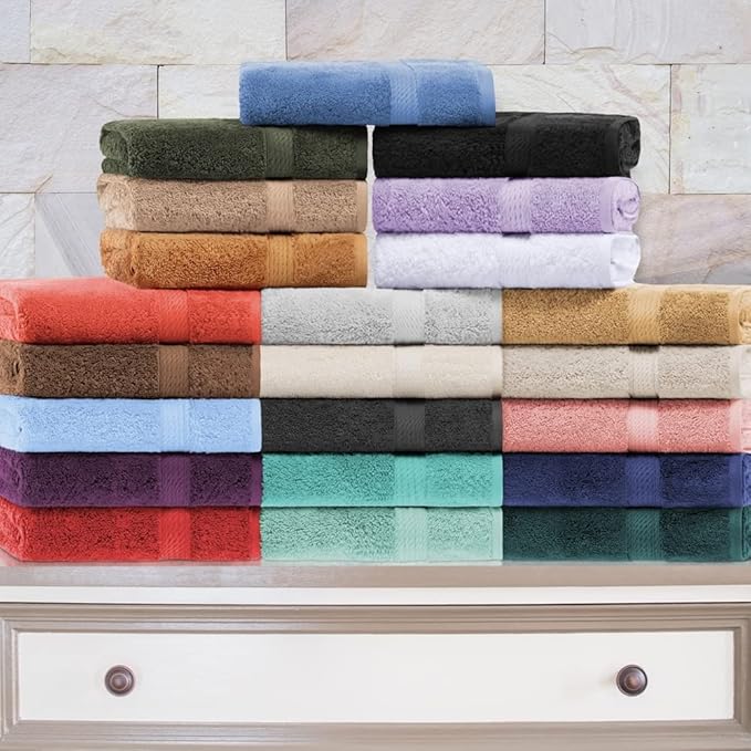 Superior Egyptian Cotton Pile 3 Piece Towel Set, Includes 1 Bath, 1 Hand, 1 Face Towel/Washcloth, Ultra Soft Luxury Towels, Thick Plush Essentials, Guest Bath, Spa, Hotel Bathroom, Red
