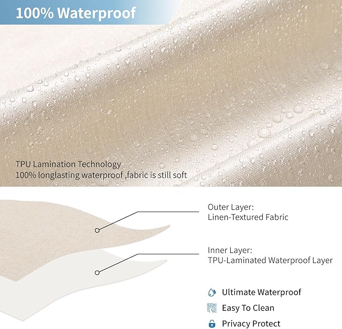 2-in-1 stall Fabric Shower Curtain or Liner,Breathable TPU & Washable,36Wx72H Narrow Linen Textured Bathroom Shower Curtain Set with 6 Plastic Hooks,Modern,36"x72" Cream