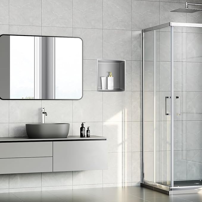 12" X 12" Shower Niche Insert Tile Ready, Niche for Shower Wall, Stainless Steel Recessed Shelf No Tile Needed for Bathroom Storage, Brushed Nickel
