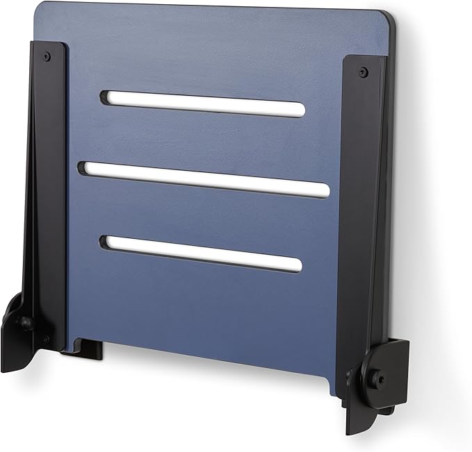 18 inch Silhouette Slimline Folding Wall Mount Shower Bench Seat, Navy Seat with Matte Black Frame