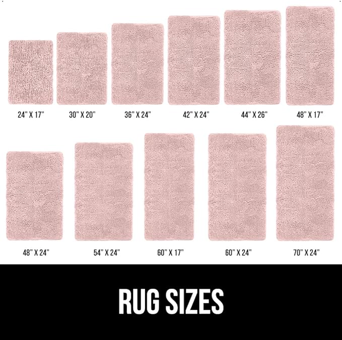 GORILLA GRIP Bath Rug Mat, Soft Absorbent Chenille, Quick Dry Microfiber Mats, Rubber Backing Washable Shower Floor Rugs, Bathmat Runner, US Designed Bathroom Home Decor Accessories 24x17 Dusty Rose