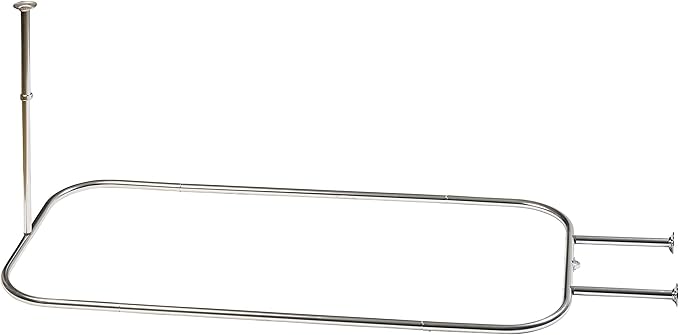 Zenna Home Rustproof Round Shower Curtain Rod for Clawfoot Tub with Easy Installation, Oval Hoop Shower Curtain Rod, Freestanding Tub Accessories, Fits Areas up to 70.5 by 28 Inches, Chrome