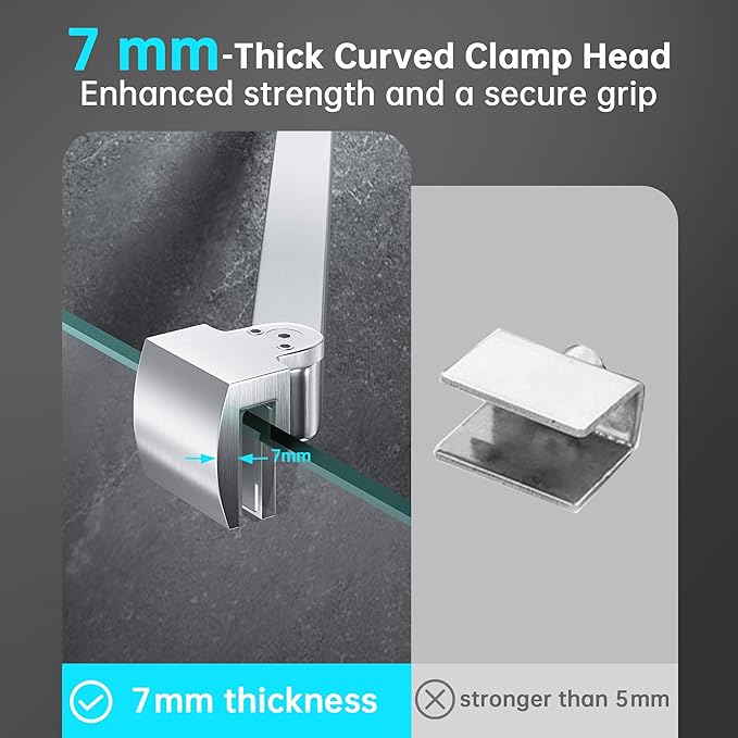 Frameless Shower Door Support Bar, Stainless Steel Wall-to-Glass Support Arm to Fixed Shower Glass Panel, for 1/4"-3/8" (6-10 mm) Door, 180° Pivot & Stow-Flat Mode (Brushed Nickel, 31.5-inch(800mm))