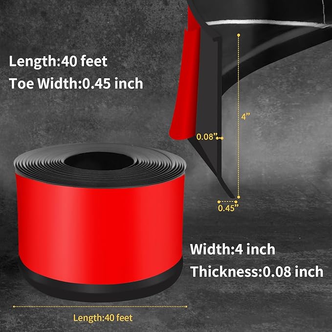 Flexible Baseboard Molding Trim 4 Inch Self-Adhesive Vinyl Wall Base Peel and Stick Cove Base Rubber Wall Baseboard Moulding Trim (40Ft, Black Stone)