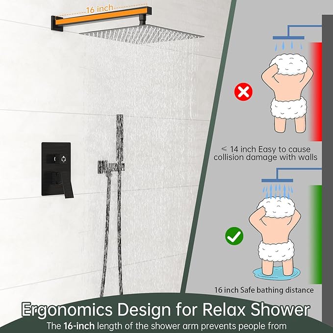 Hoimpro 12 Inch Shower Rain Head Shower System Faucet Set 2 in 1 Handheld Showerhead Wall Mounted, Rainfall Showert Head Fixture Combo, Oil Rubber Bronze