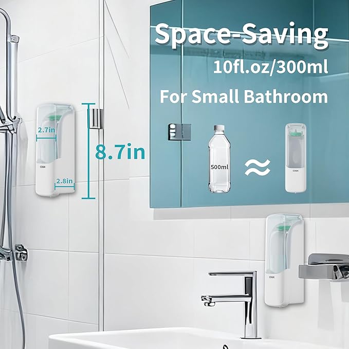 Hand Soap Dispenser Wall Mount, 10fl.oz/300ml Liquid Soap Dispenser Bathroom, Hand Sanitizer Dispenser for Kitchen White, CD-1158