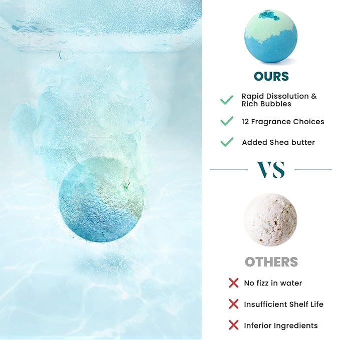 Bath Bombs for Women, 12pcs Handmade Natural Bath Bomb, Stocking Stuffers, Mothers Day Presents for Mom, Bath Bomb with Shea Butter, White Elephant, Valentines Day Gifts for Her and Him