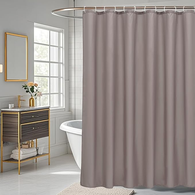 AooHome Extra Long Shower Curtain 72x78 Inch, Fabric Shower Curtain Liner for Hotel with Hooks, Weigthed Hem, Water Repellent, Chocolate