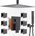 Enga Rainfall Shower System with 6 Body Jets 12" Ceiling Mount Rain Shower, Multi Shower Head System Shower Contain Rough-in Shower Valve, Oil Rubbed Bronze