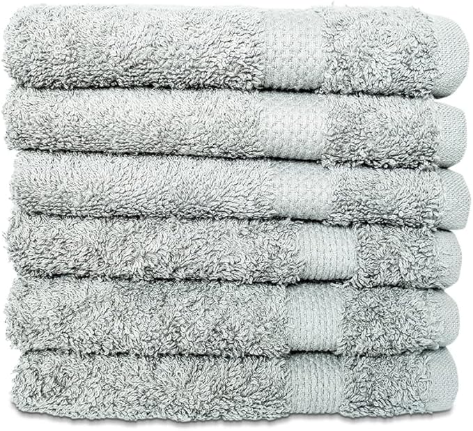 Hencely Premium 6-Pack Washcloths 12x12 Inches Soft Turkish Cotton High Absorbent and Quick Dry Dishtowel for Kitchen and Bath (Wash Cloth 6 Pack, Light Green)