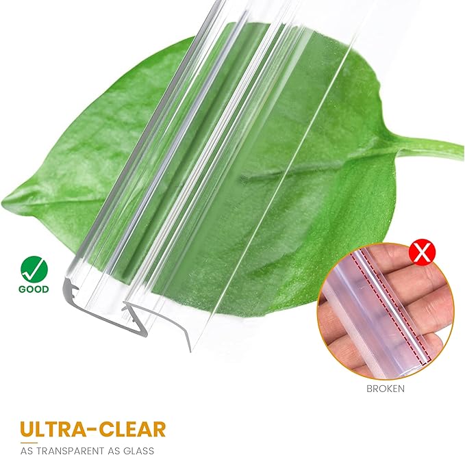 Bathroom Shower Glass Door Bottom Seal Strip, 2PCS 36 Inch Long Clear PVC Seal Strips for 5/16"(8mm) Thick Framless Glass Door Panel