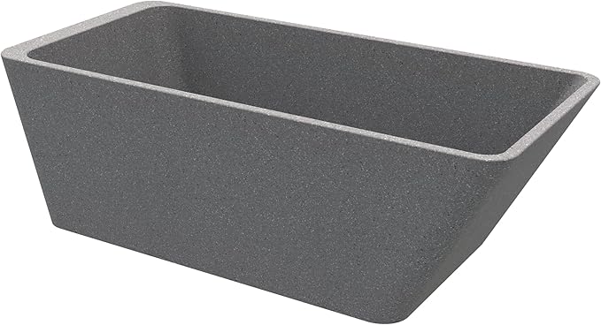 65'' Stone Resin Solid Surface Freestanding Bathtub, Terrazzo Bathtub Soaking Tub，Modern Elegant Design Soaking Stand Alone Tub, Matte Greyish stone, Drain and Overflow Included 009-1650