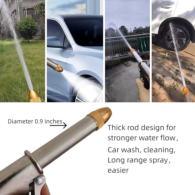 Upgrade Garden Hose Nozzle Sprayer, Adjustable High Pressure Water Hose Nozzle, Metal Hose Attachment for Car Washing, Cleaning, Watering Plants, Showering Pets