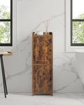 Bathroom Storage Cabinet, Corner Floor Cabinet with 2 Doors and Adjustable Shelf, Narrow Toilet Paper Cabinets, Bathroom Organizer for Small Spaces, 7.9" D x 9.8" W x 29.5" H Rustic Brown