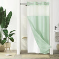 Gibelle Stall Small Shower Curtain 36x74, Waffle Weave Shower Curtain with Snap-in Fabric Liner Set, No Hooks Needed, Hotel Style with Mesh Top Window, Mint Green