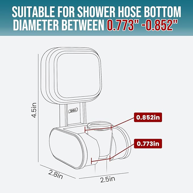 TAILI Shower Head Holder Suction, Handheld Shower Head Bracket, Height Angle Adjustable Wall Mounted, Bathroom Showerhead Holder Removable No Drilling Waterproof, Square Suction Cup, White