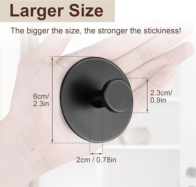 Multifunctional Towel Hooks for Bathroom Wall - Extra Sticky Stainless, Holds up to 12LB, Coat Hooks Wall Hooks, Adhesive Door Holder Hanger Shower Accessories, Matt Black Heavy Duty