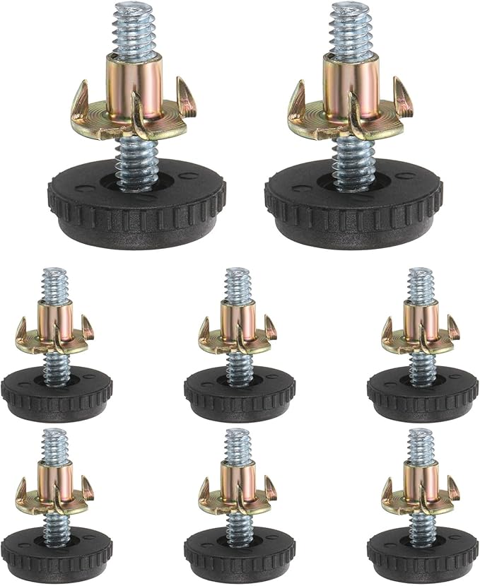 uxcell 1/4"-20 Thread Furniture Feet Levelers, 16Set 25mm L Adjustable Furniture Feet Screw in Threaded Leveling Leg Screw on Chair Foot Glides Leveling for Table Chair Cabinet Black