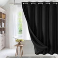 MitoVilla Black Waffle Long Shower Curtain Liner Set 72 x 80, No Hooks Needed 80 inch Long Heavyweight Fabric Shower Curtain Set with Snap-in Liner for Hotel Grade Spa-Like Bathroom Decor