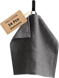 SEMAXE 100% Cotton Washcloths for Bathroom - 24 Pack, Quick-Dry Face Towels with Hanging Loop, Highly Absorbent and Soft, 13x13 Inch, Grey