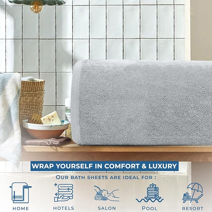 DAN RIVER Pack of 1 Bath Sheet 40x80 Inches, Extra Large Oversized Bath Towels, Thick Absorbent Hotel Bath Towels - Highrise