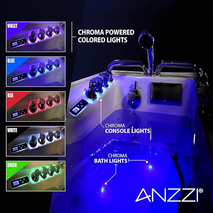 ANZZI Walk In Tub for Seniors 29"x53" Left Drain ADA Wheelchair Accessible - 30 Therapeutic Jets, Quick Fill Faucet, Aromatherapy, Chromatherapy - Compact Design | 2953WCLWD