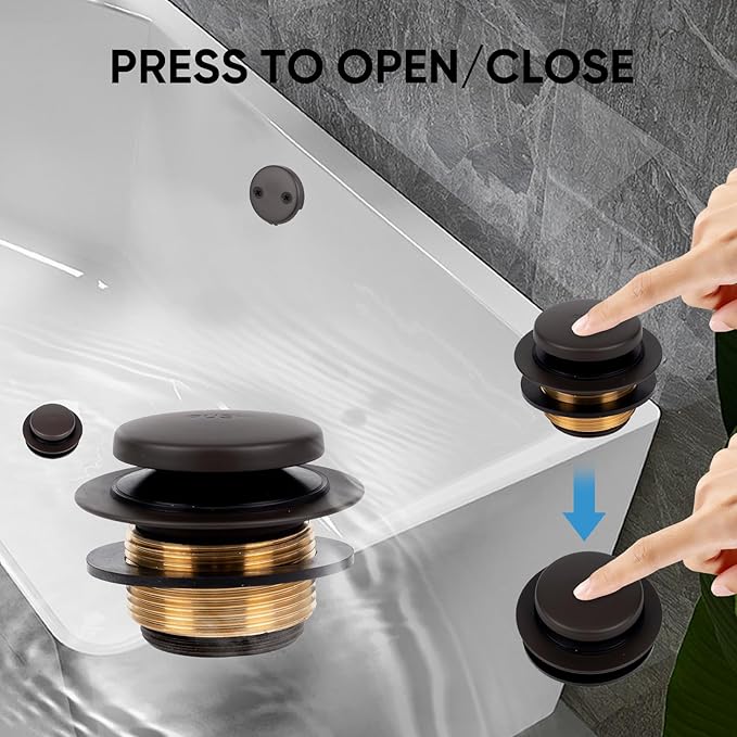 Bronze Bathtub Tub Drain Conversion Kit with Two-Hole Overflow Faceplate, Minupwell Tip-Toe Replacement Bath Tub Drain Trim Kit with Universal Fine/Coarse Thread Assembly，Oil Rubbed Bronze