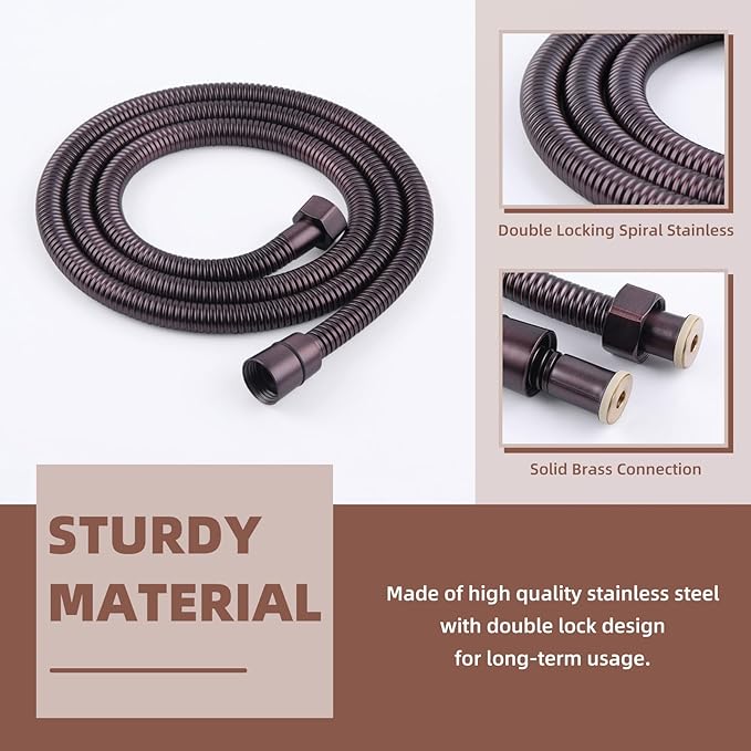 Angle Simple Shower Head Hose Lighter Oil Rubbed Bronze, Stainless Steel Flexible Shower Sprayer Hose Replacement, 59 Inches