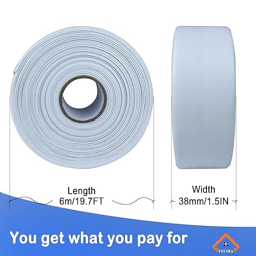 TOUSEA White Caulk Tape for Bathtub Self Adhesive,1.5" x 19.7Ft sealant Caulk Strip Caulking Sealing Tape for Kitchen Countertop,Bathroom,Toilet,and Bathtub Floor Wall Edge Protector