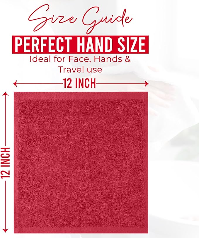 DAN RIVER 24 Pack Wash Cloths for Showering [12x12] - 100% Cotton Washcloths Premium Quality Flannel Face Cloths for Bathroom, Highly Absorbent and Soft Feel Wash Clothes, Red and Green