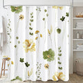 Gibelle Extra Long Shower Curtain 72 x 84, Watercolor Floral Fabric Shower Curtain, Olive Green Beige Flower Decorative Bathroom Shower Curtain Set