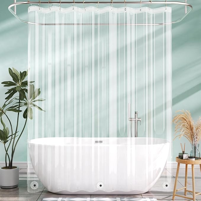 AmazerBath 70x72 Inch Shower Curtain Liner, RV Clear Shower Curtain Liner, Waterproof Plastic Shower Liner, Lightweight PEVA Shower Curtain for Bathroom with 3 Magnets and 12 Rustproof Metal Grommets