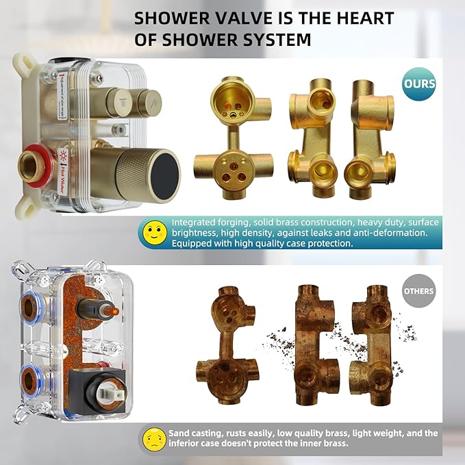 Digital Display Shower System Set 16 Inches Rain Fall Head Temperature Valve Shower Handheld Shower Head Sets for Bathroom Concealed Installation