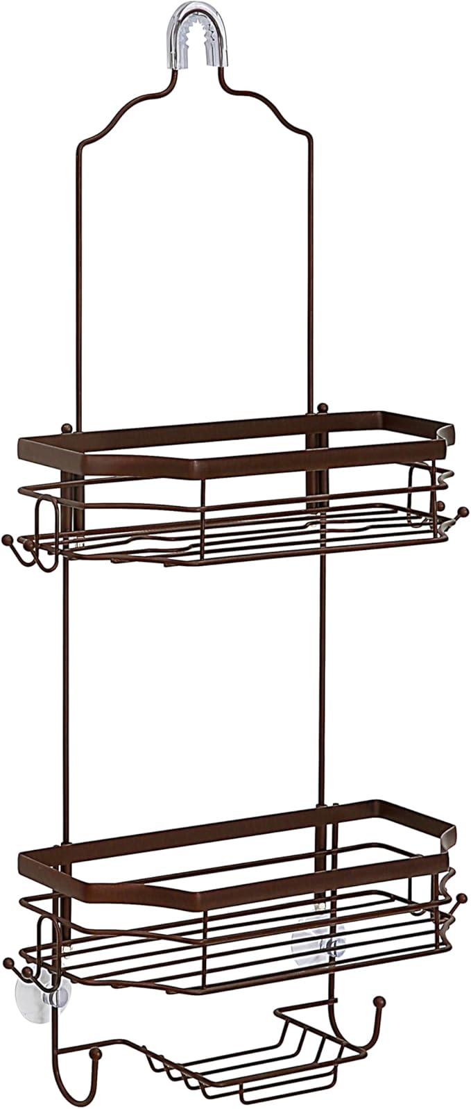 SunnyPoint Bathroom Classic Hanging Over The Shower Head Caddy (28.98" H x 12.2" W x 5.31" D) (Brown)